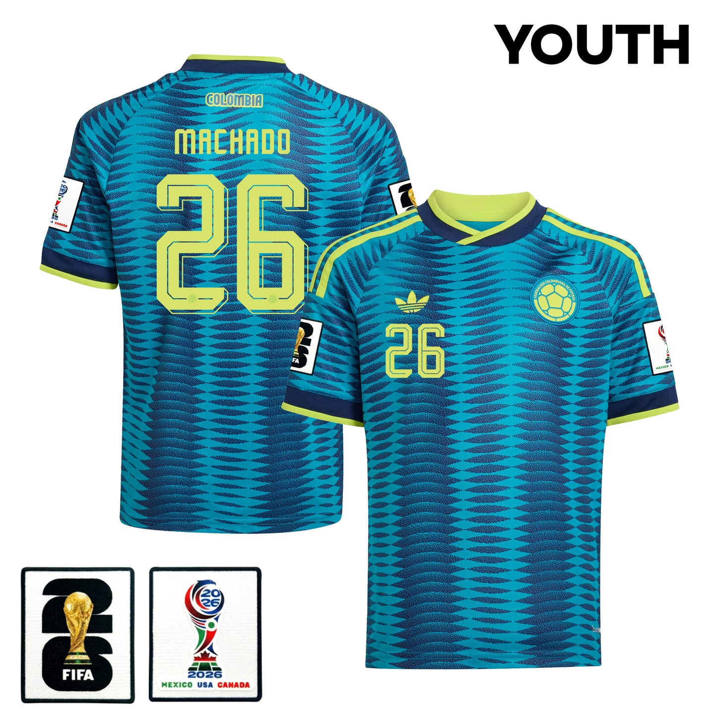 Deiver Machado 26 Youth Colombia National Team 2026 Away Jersey - Turquoise