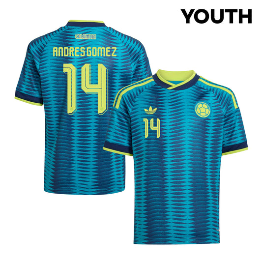 Andres Gomez 14 Youth Colombia National Team 2026 Away Jersey - Turquoise