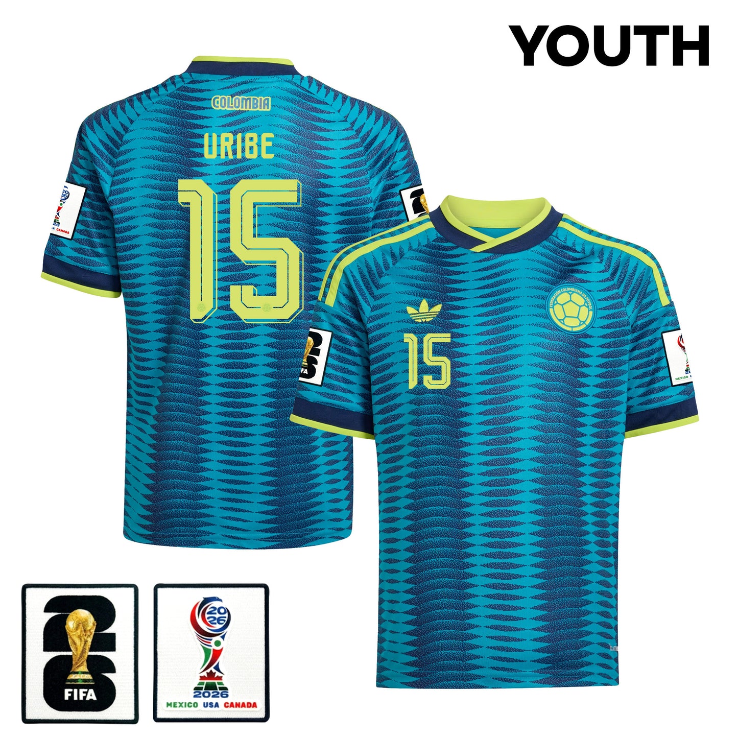 Mateus Uribe 15 Youth Colombia National Team 2026 Away Jersey - Turquoise