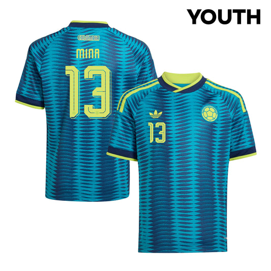 Yerry Mina 13 Youth Colombia National Team 2026 Away Jersey - Turquoise