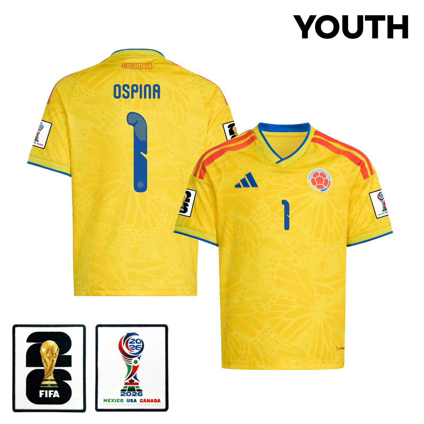 David Ospina 1 Youth Colombia National Team 2026 Home Jersey - Yellow