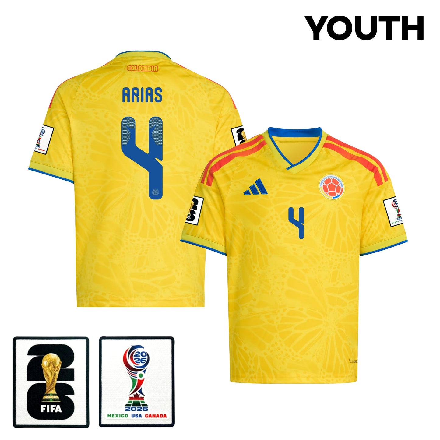 Santiago Arias 4 Youth Colombia National Team 2026 Home Jersey - Yellow