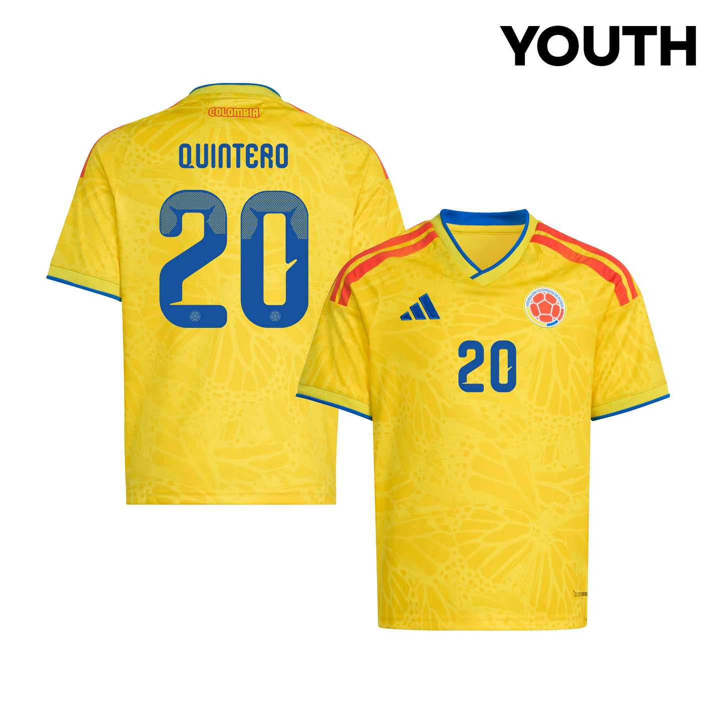 Juan Fernando Quintero 20 Youth Colombia National Team 2026 Home Jersey - Yellow