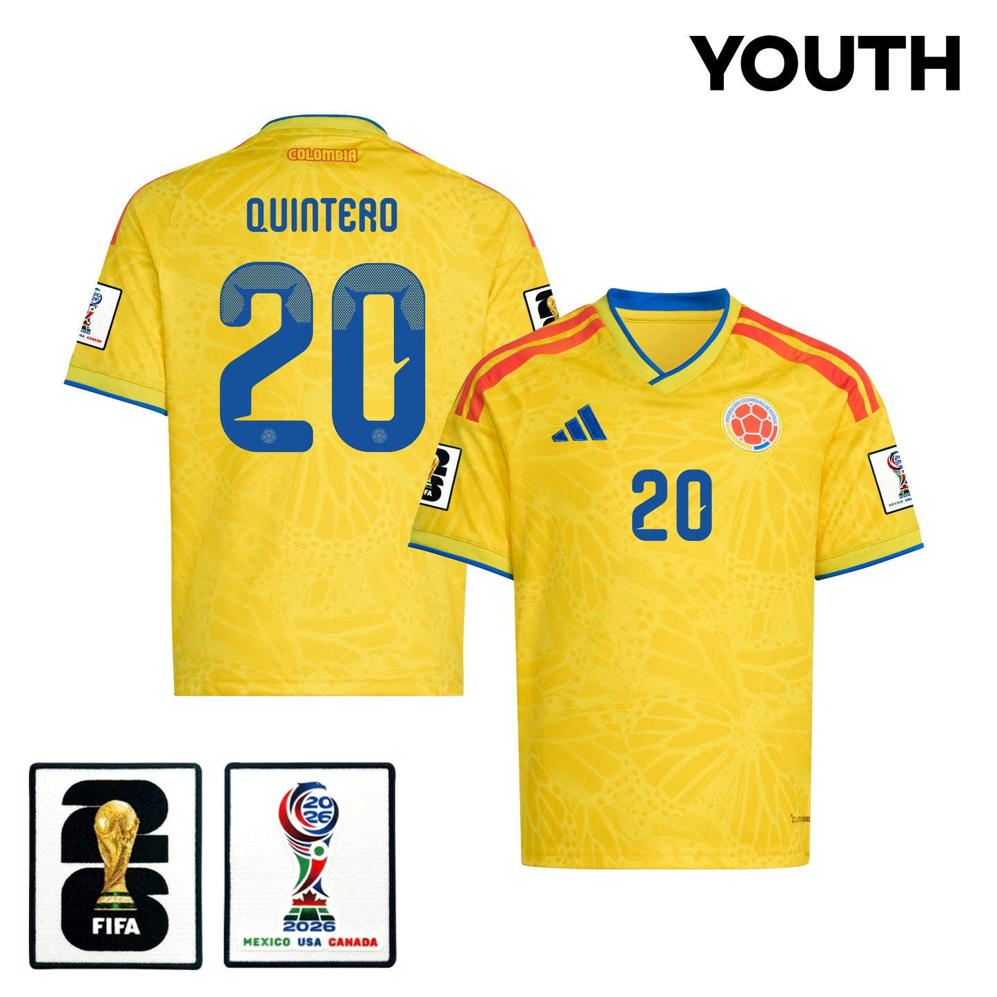 Juan Fernando Quintero 20 Youth Colombia National Team 2026 Home Jersey - Yellow