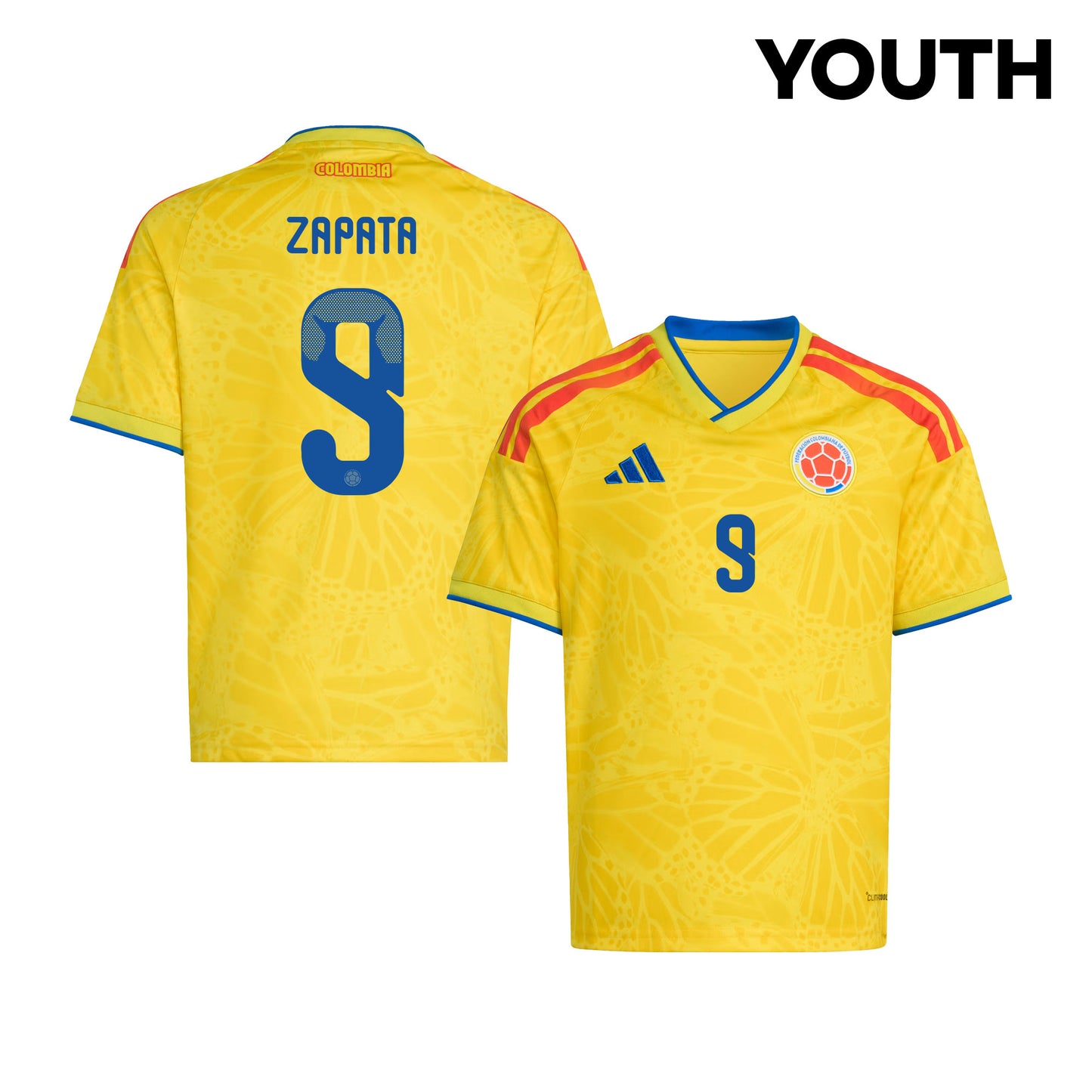 Duván Zapata 9 Youth Colombia National Team 2026 Home Jersey - Yellow