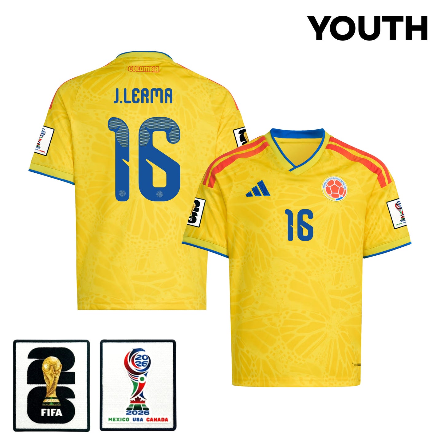 Jefferson Lerma 16 Youth Colombia National Team 2026 Home Jersey - Yellow