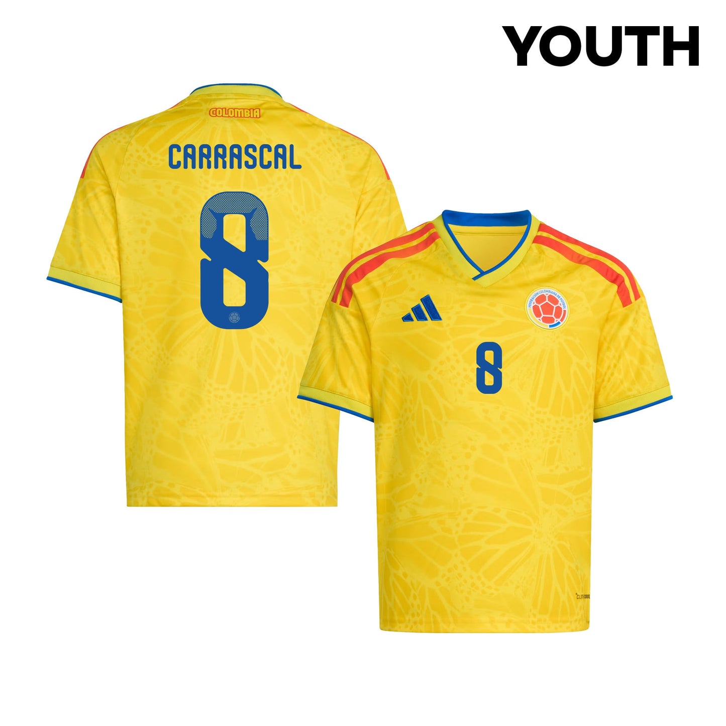 Jorge Carrascal 8 Youth Colombia National Team 2026 Home Jersey - Yellow