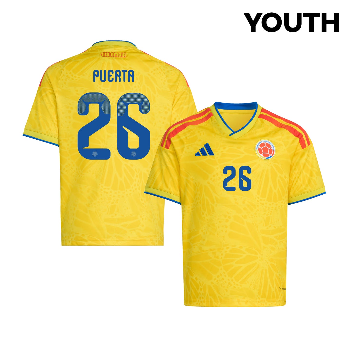 Gustavo Puerta 26 Youth Colombia National Team 2026 Home Jersey - Yellow