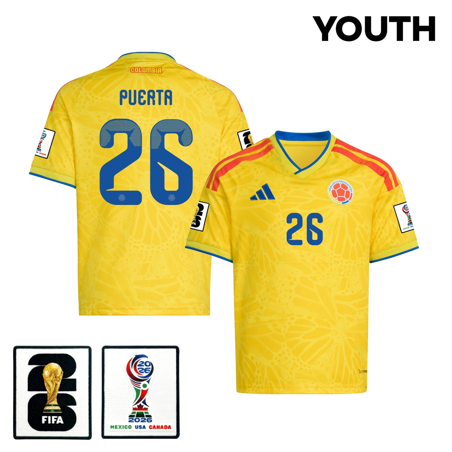 Gustavo Puerta 26 Youth Colombia National Team 2026 Home Jersey - Yellow