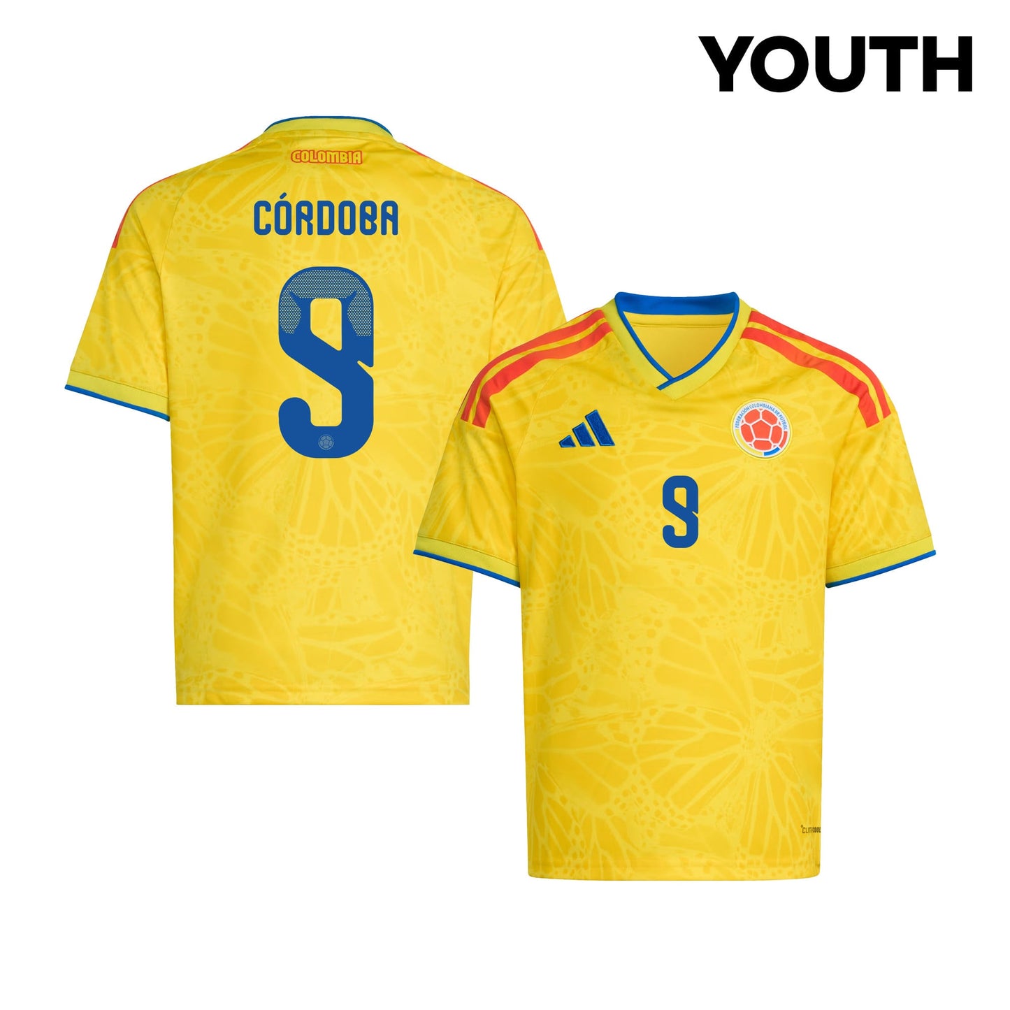 Jhon Córdoba 9 Youth Colombia National Team 2026 Home Jersey - Yellow