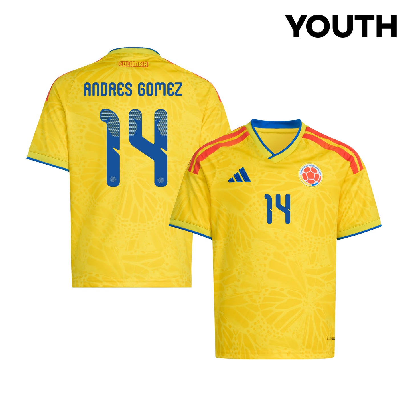 Andres Gomez 14 Youth Colombia National Team 2026 Home Jersey - Yellow