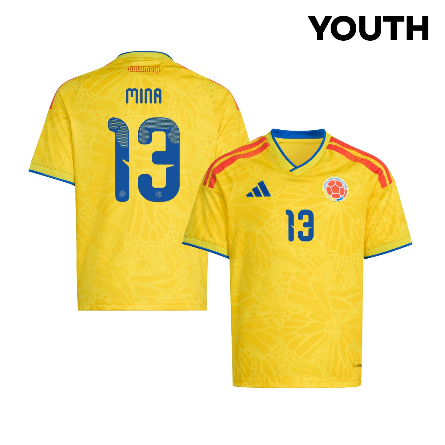 Yerry Mina 13 Youth Colombia National Team 2026 Home Jersey - Yellow
