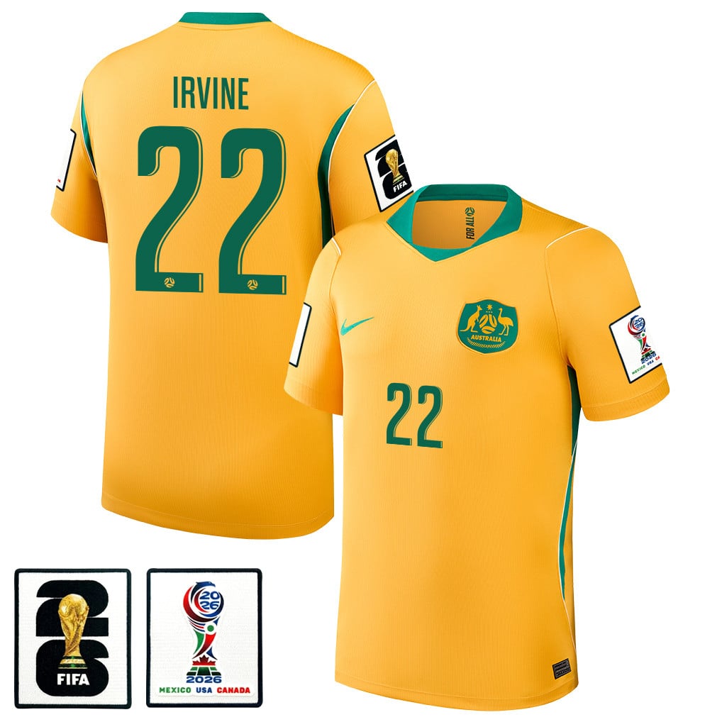 Jackson Irvine 22 Australia National Team 2026 Home Jersey - Yellow, Men