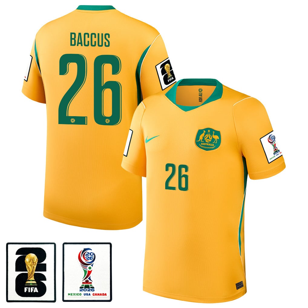 Keanu Baccus 26 Australia National Team 2026 Home Jersey - Yellow, Men