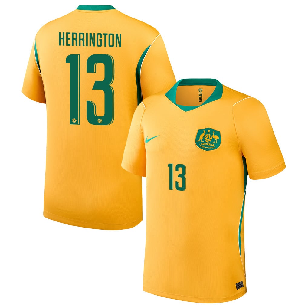 Lucas Herrington 13 Australia National Team 2026 Home Jersey - Yellow, Men