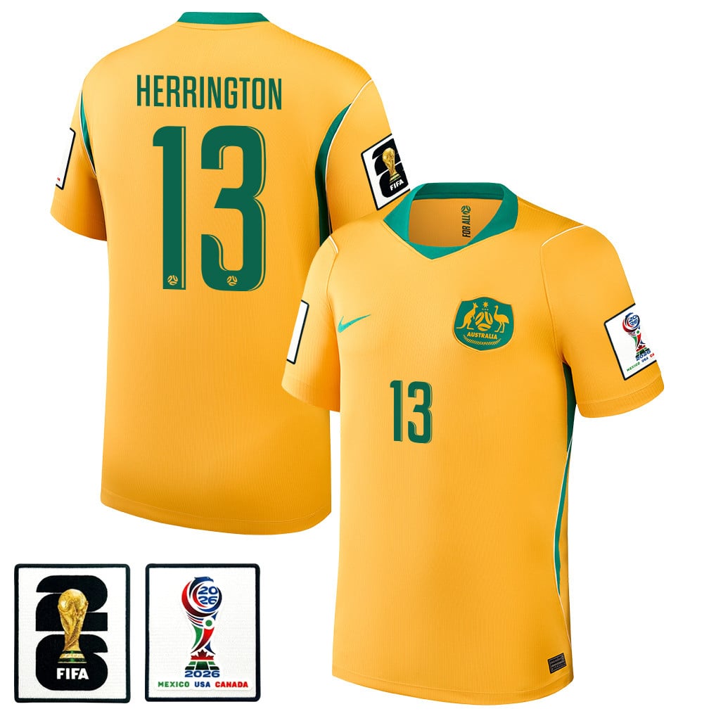 Lucas Herrington 13 Australia National Team 2026 Home Jersey - Yellow, Men