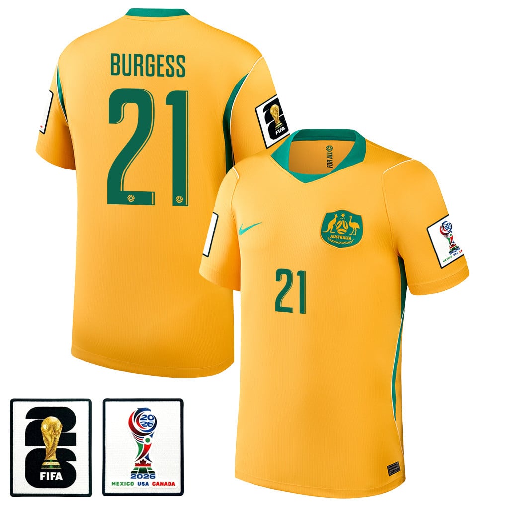 Cameron Burgess 21 Australia National Team 2026 Home Jersey - Yellow, Men