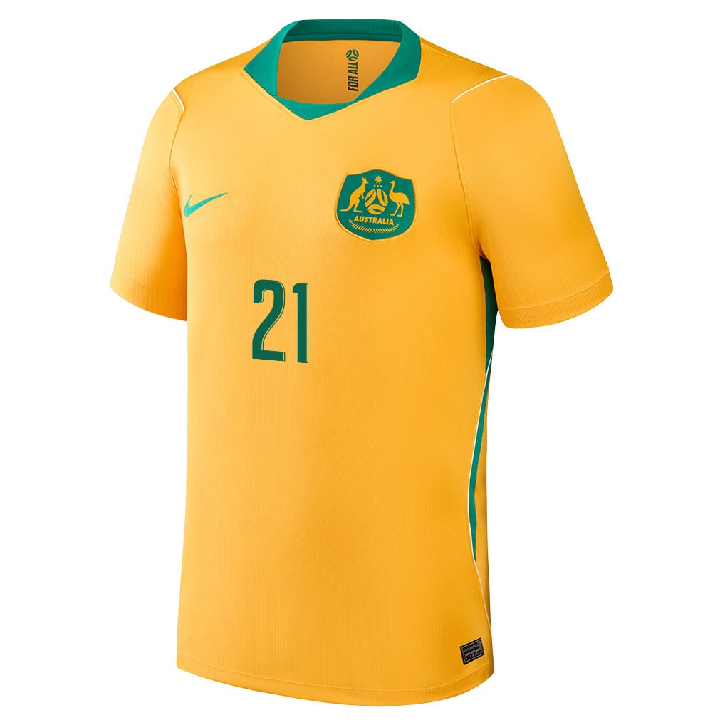 Cameron Burgess 21 Australia National Team 2026 Home Jersey - Yellow, Men
