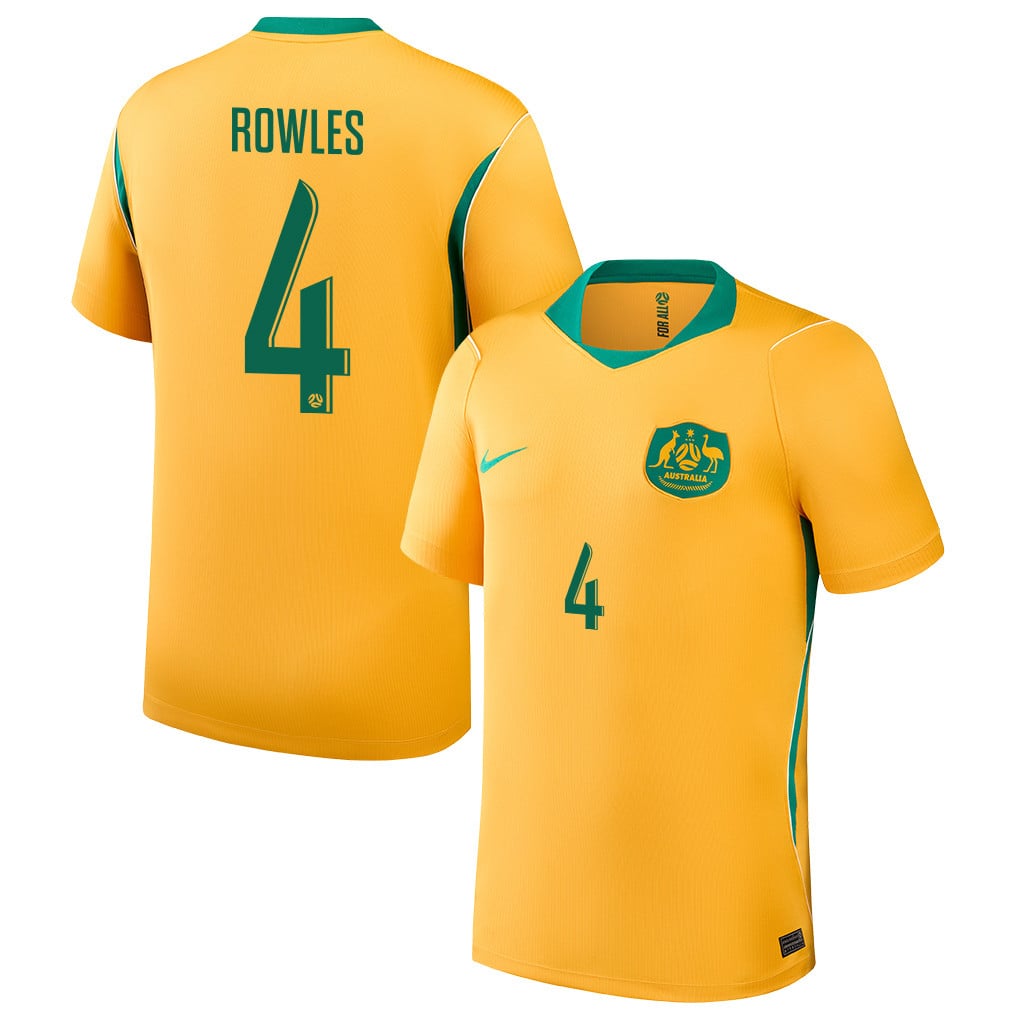 Kye Rowles 4 Australia National Team 2026 Home Jersey - Yellow, Men