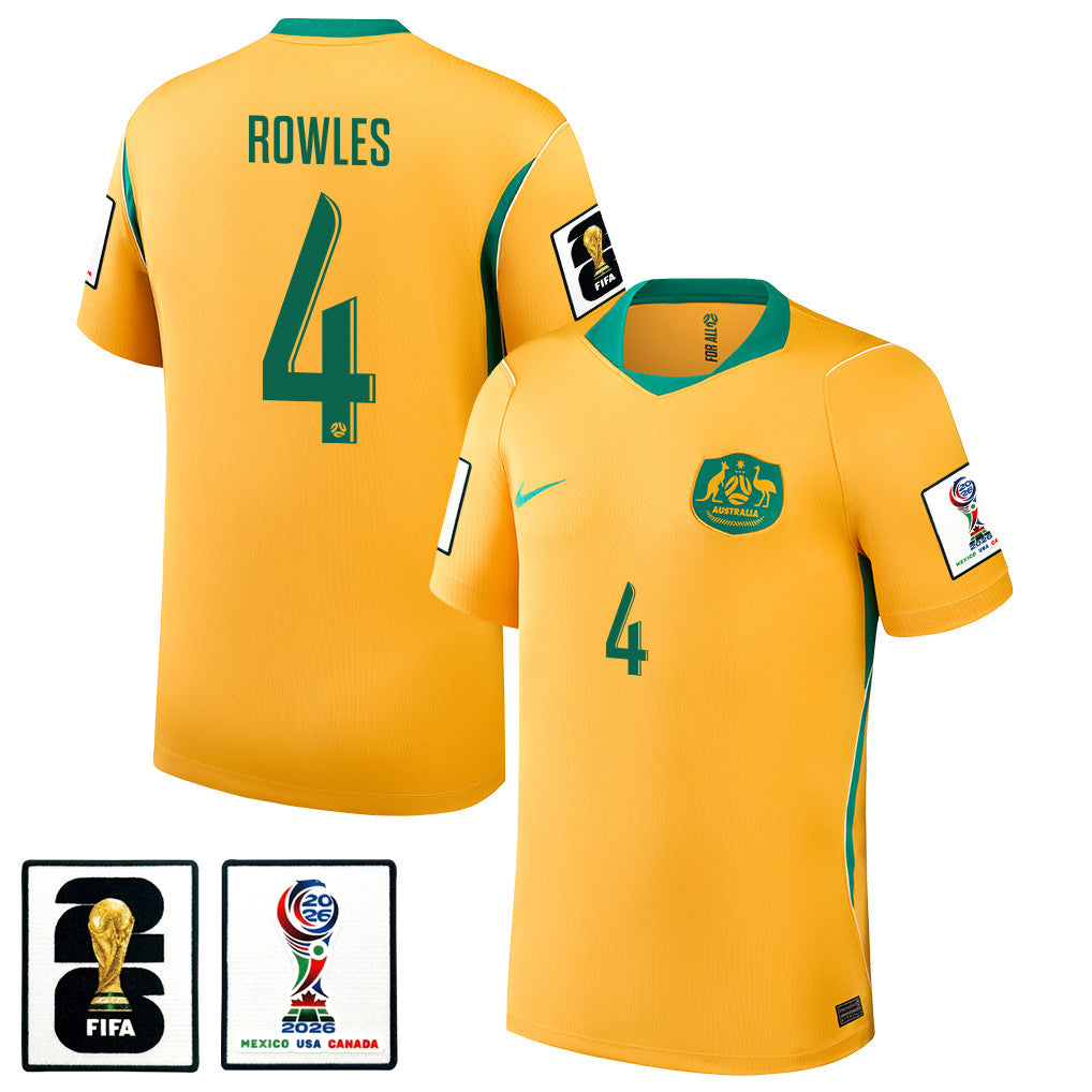 Kye Rowles 4 Australia National Team 2026 Home Jersey - Yellow, Men
