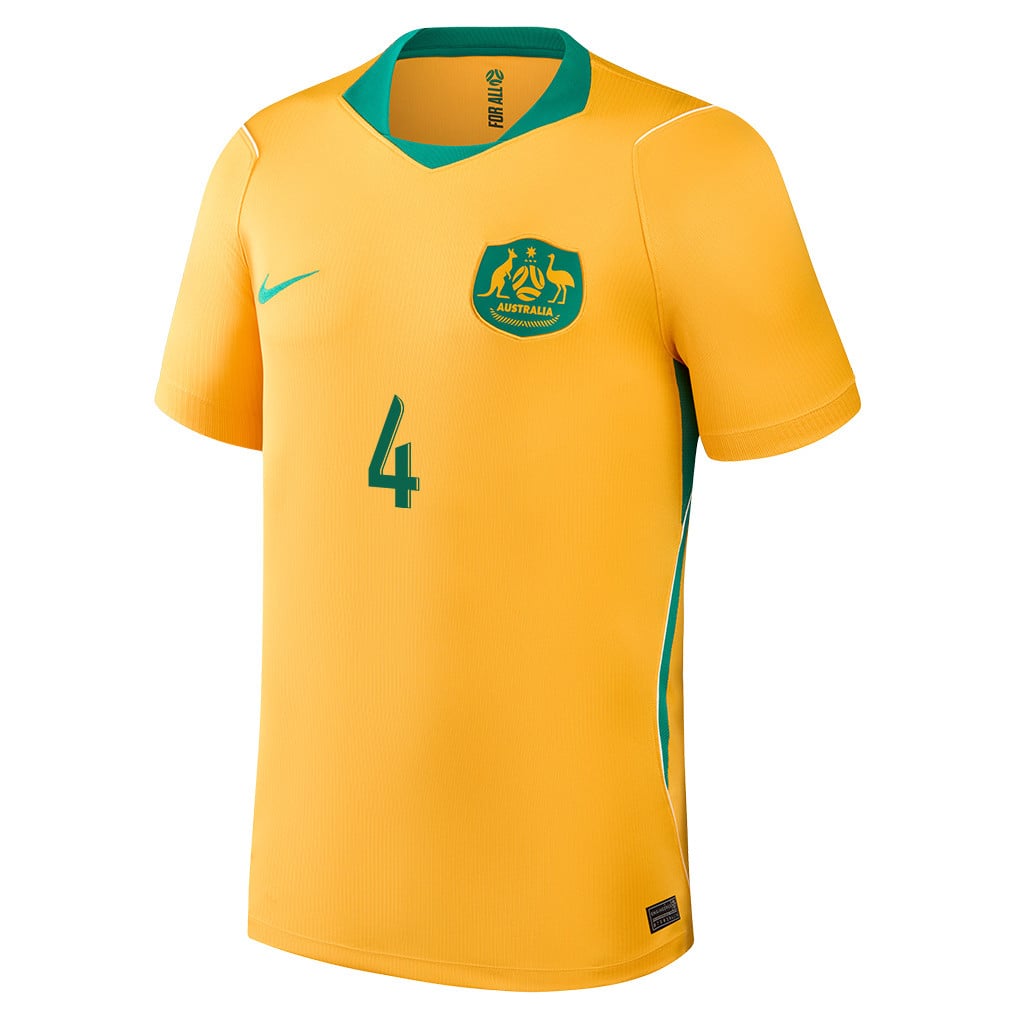 Kye Rowles 4 Australia National Team 2026 Home Jersey - Yellow, Men
