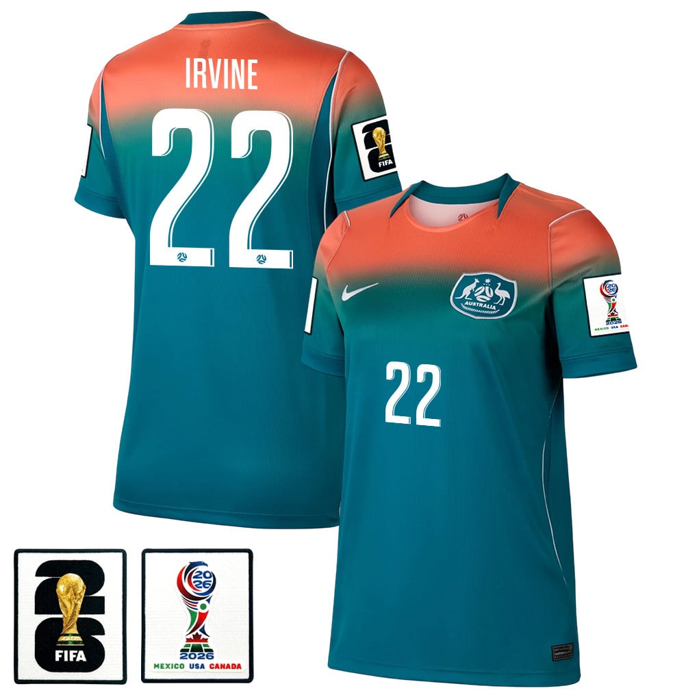 Jackson Irvine 22 Women's Australia National Team 2026 Away Jersey - Teal