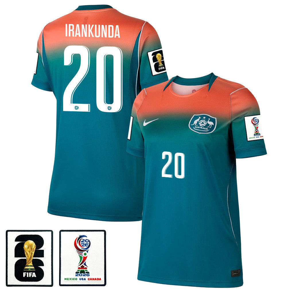 Nestory Irankunda 20 Women's Australia National Team 2026 Away Jersey - Teal