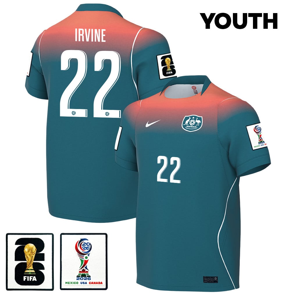 Jackson Irvine 22 Youth Australia National Team 2026 Away Jersey - Teal