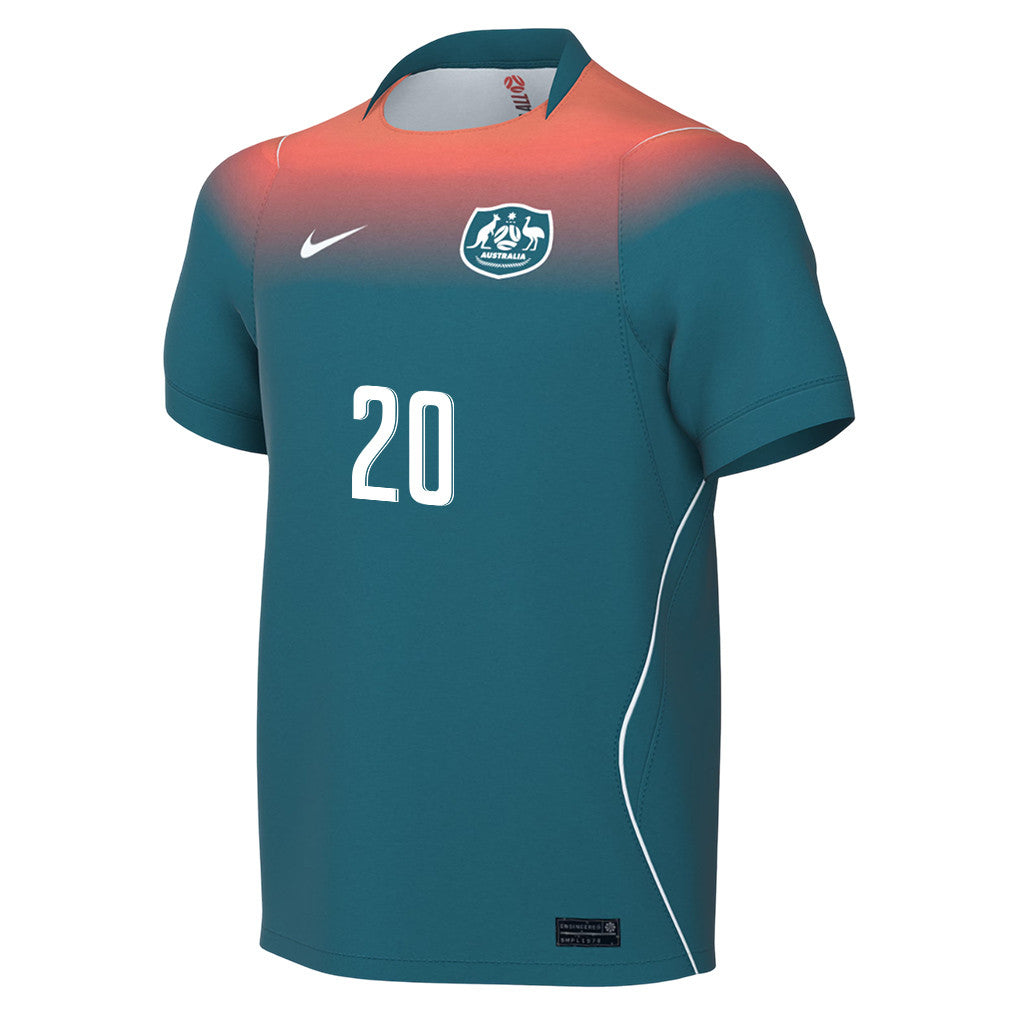 Nestory Irankunda 20 Youth Australia National Team 2026 Away Jersey - Teal