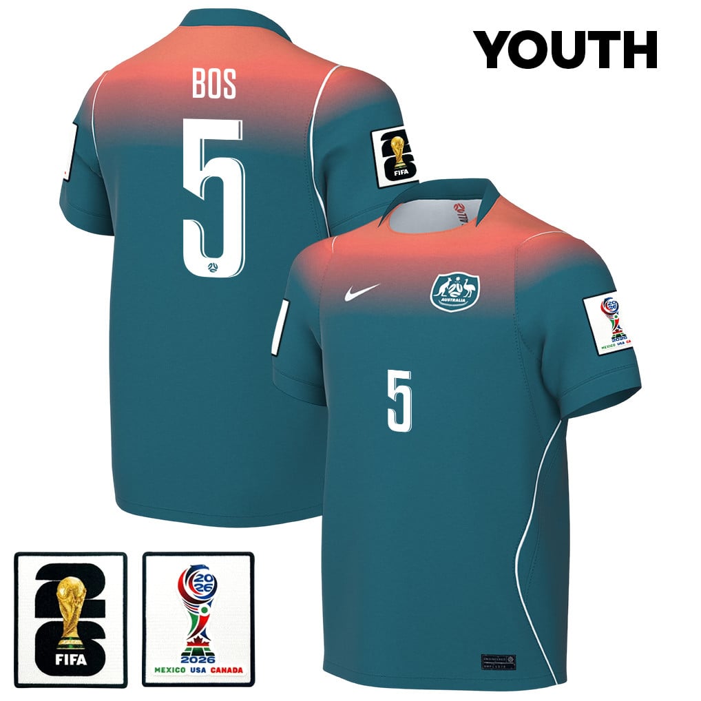 Jordan Bos 5 Youth Australia National Team 2026 Away Jersey - Teal
