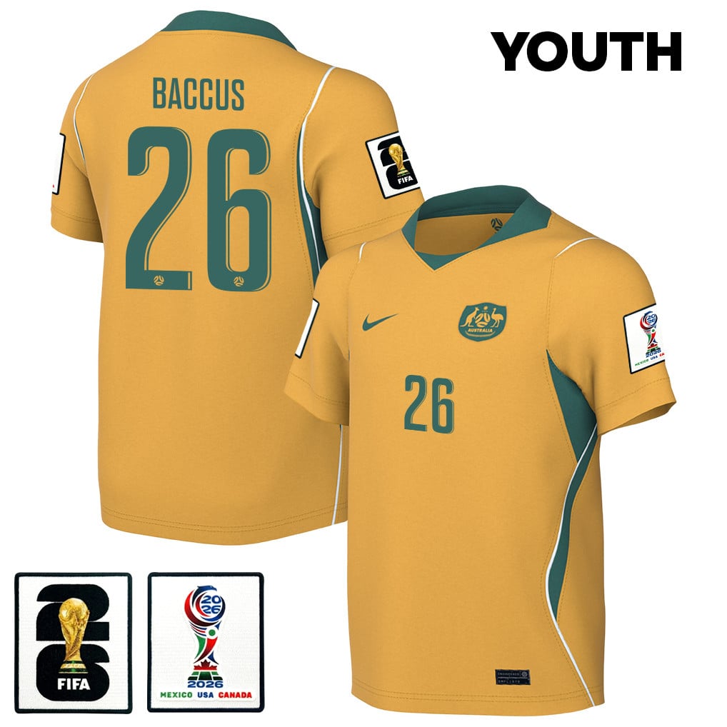 Keanu Baccus 26 Youth Australia National Team 2026 Home Jersey - Yellow