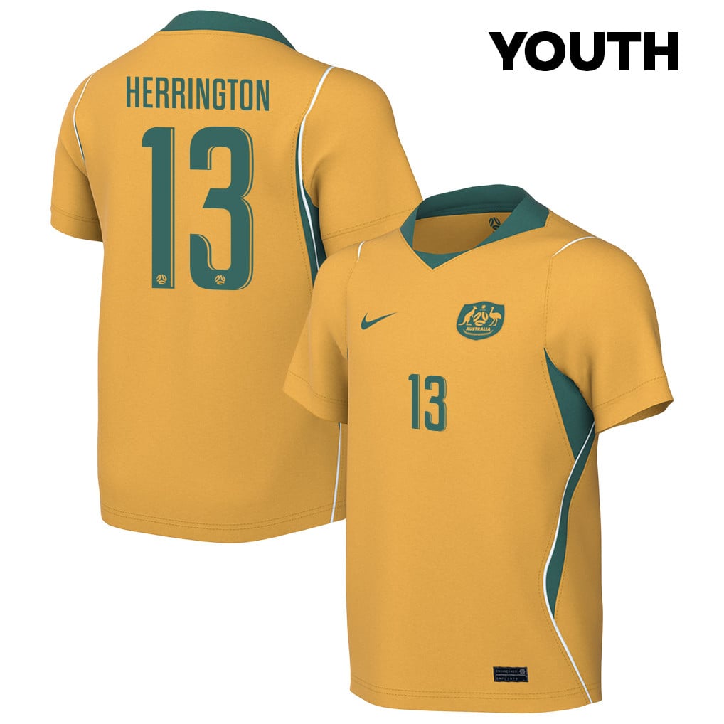 Lucas Herrington 13 Youth Australia National Team 2026 Home Jersey - Yellow