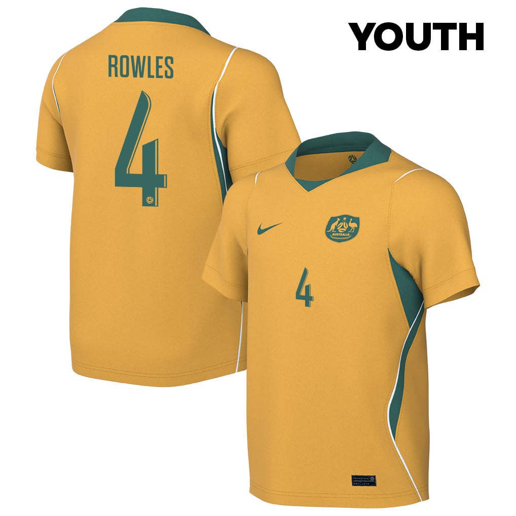 Kye Rowles 4 Youth Australia National Team 2026 Home Jersey - Yellow