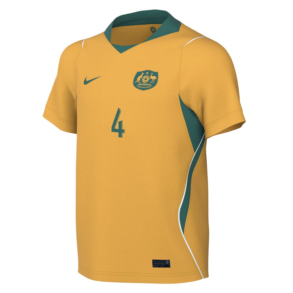 Kye Rowles 4 Youth Australia National Team 2026 Home Jersey - Yellow