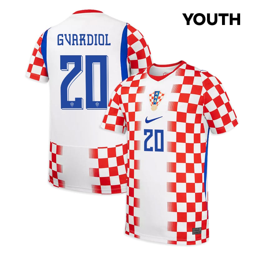 Joško Gvardiol 20 Youth Croatia National Team 2026 Home Jersey - White/ Red