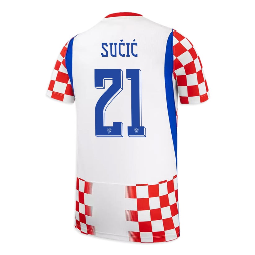 Luka Sučić 21 Youth Croatia National Team 2026 Home Jersey - White/ Red