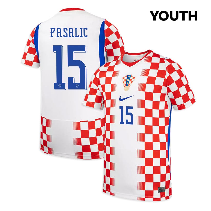 Mario Pasalic 15 Youth Croatia National Team 2026 Home Jersey - White/ Red