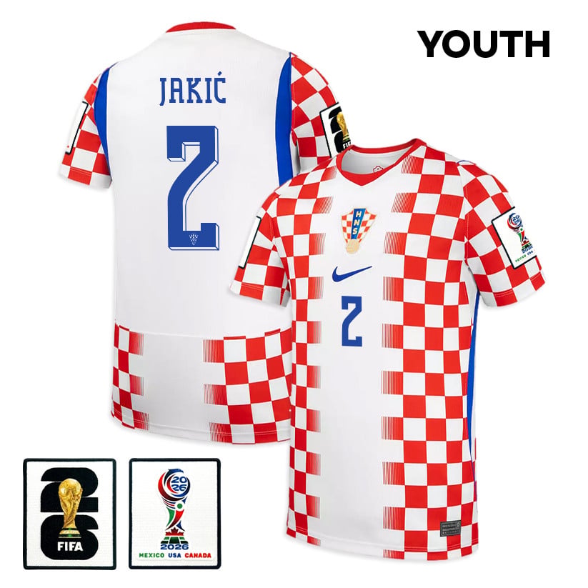 Kristijan Jakić 2 Youth Croatia National Team 2026 Home Jersey - White/ Red