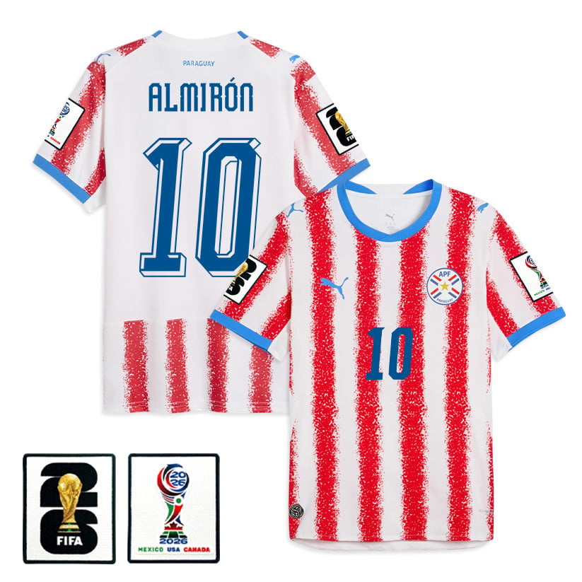 Miguel Almirón 10 Paraguay National Team 2026 Home Jersey - White/Red, Men