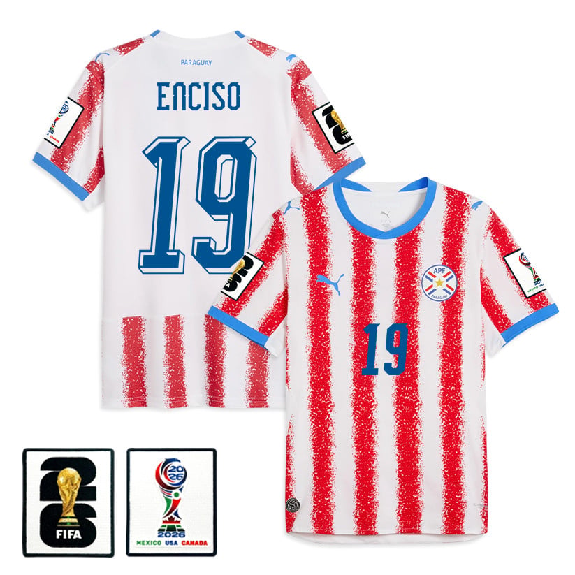 Julio Enciso 19 Paraguay National Team 2026 Home Jersey - White/Red, Men