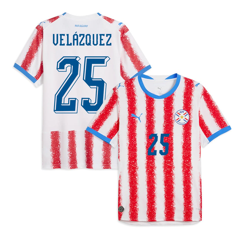 Gustavo Velázquez 25 Paraguay National Team 2026 Home Jersey - White/Red, Men
