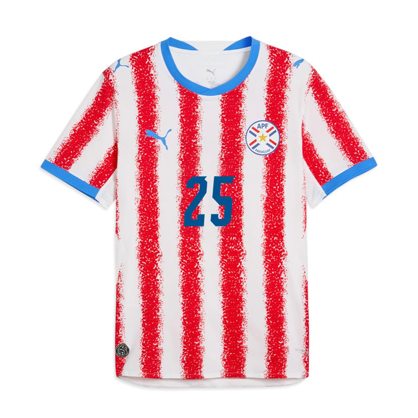 Gustavo Velázquez 25 Paraguay National Team 2026 Home Jersey - White/Red, Men
