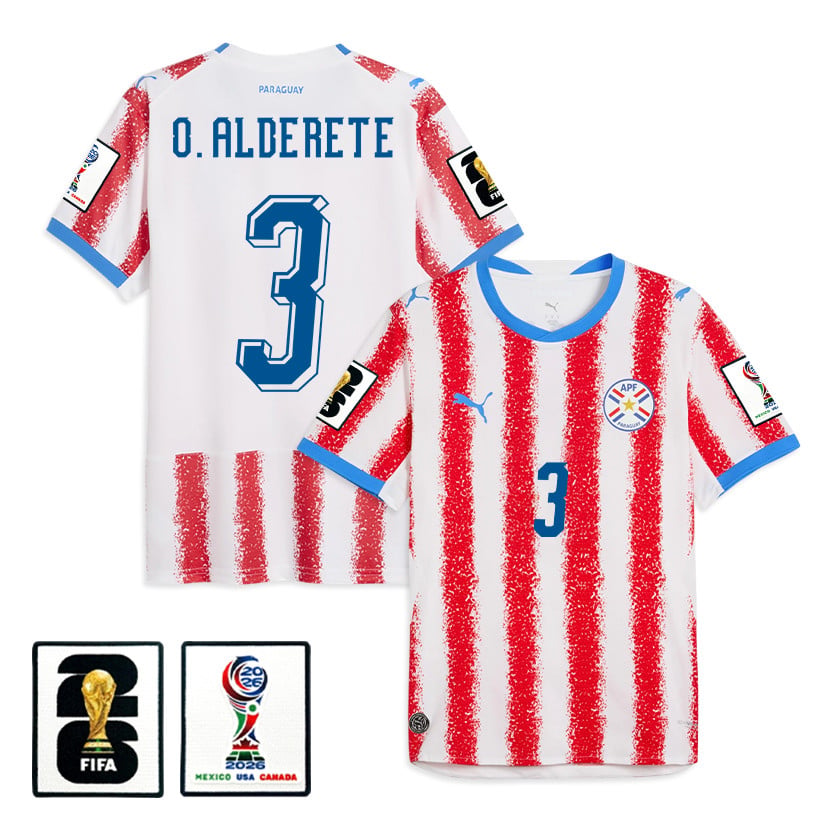 Omar Alderete 3 Paraguay National Team 2026 Home Jersey - White/Red, Men