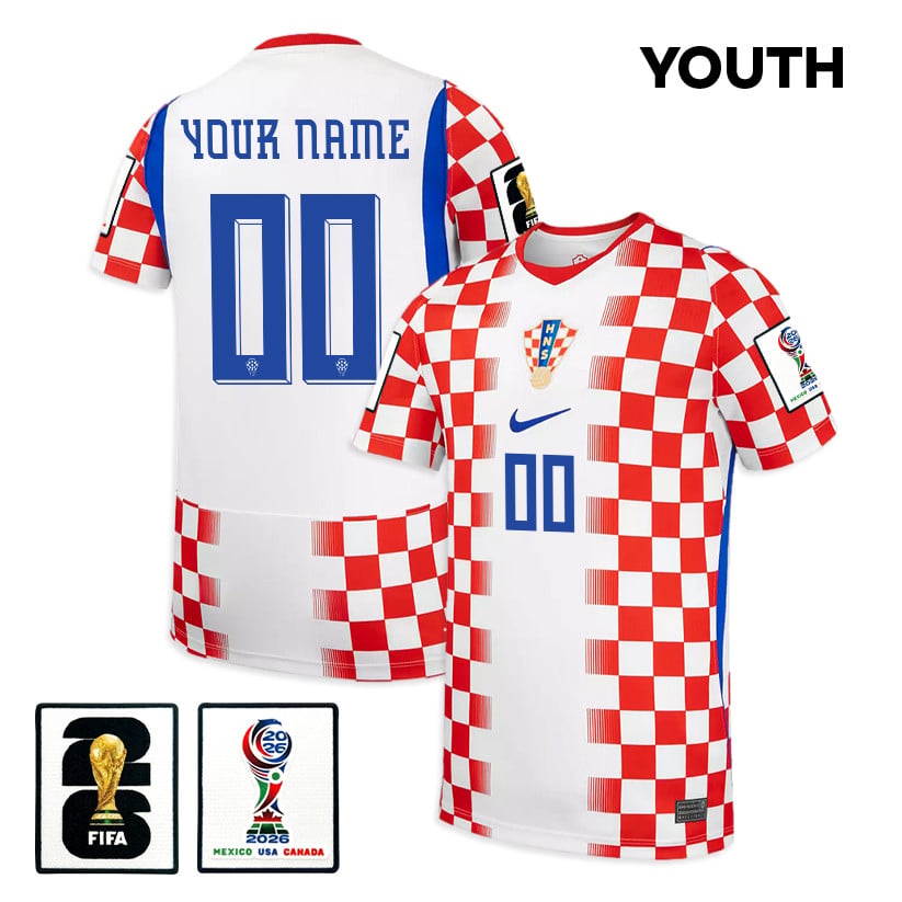 Croatia National Team 2026 Youth Home Jersey - White/ Red