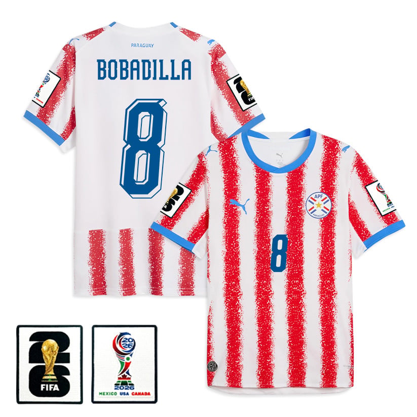 Damián Bobadilla 8 Paraguay National Team 2026 Home Jersey - White/Red, Men