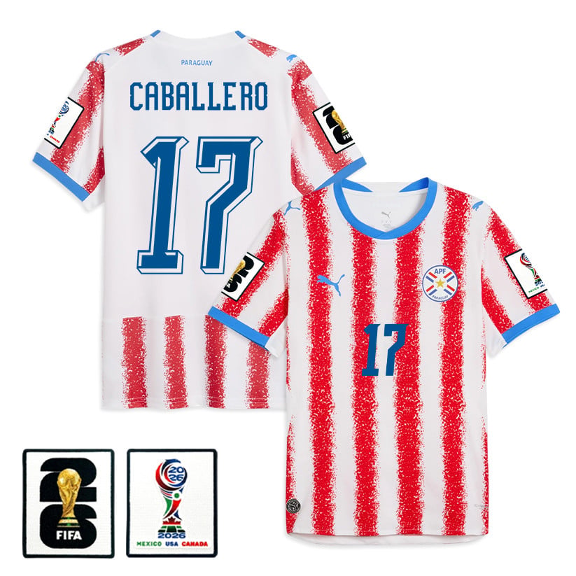 Gustavo Caballero 17 Paraguay National Team 2026 Home Jersey - White/Red, Men