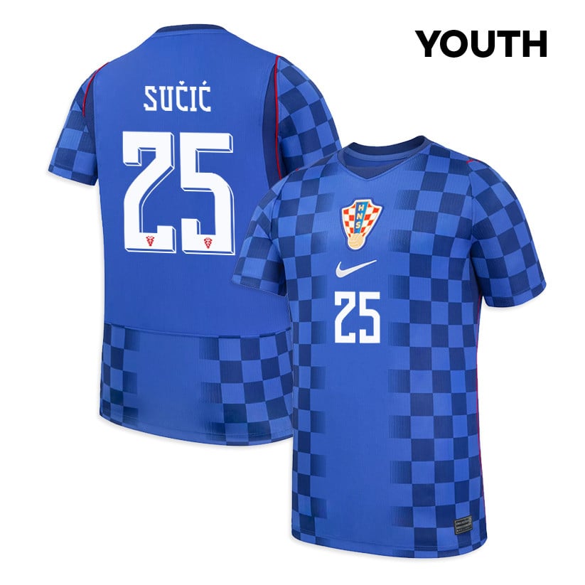 Luka Sučić 25 Youth Croatia National Team 2026 Away Jersey - Blue