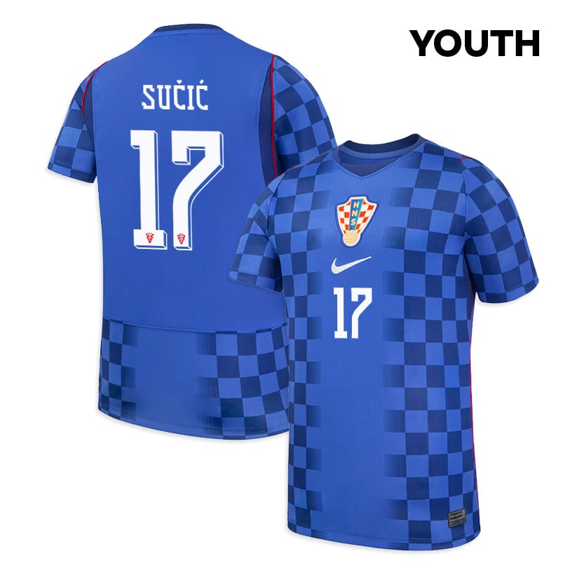 Petar Sučić 17 Youth Croatia National Team 2026 Away Jersey - Blue