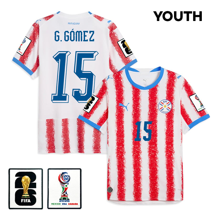 Gustavo Gómez 15 Youth Paraguay National Team 2026 Home Jersey - White/Red