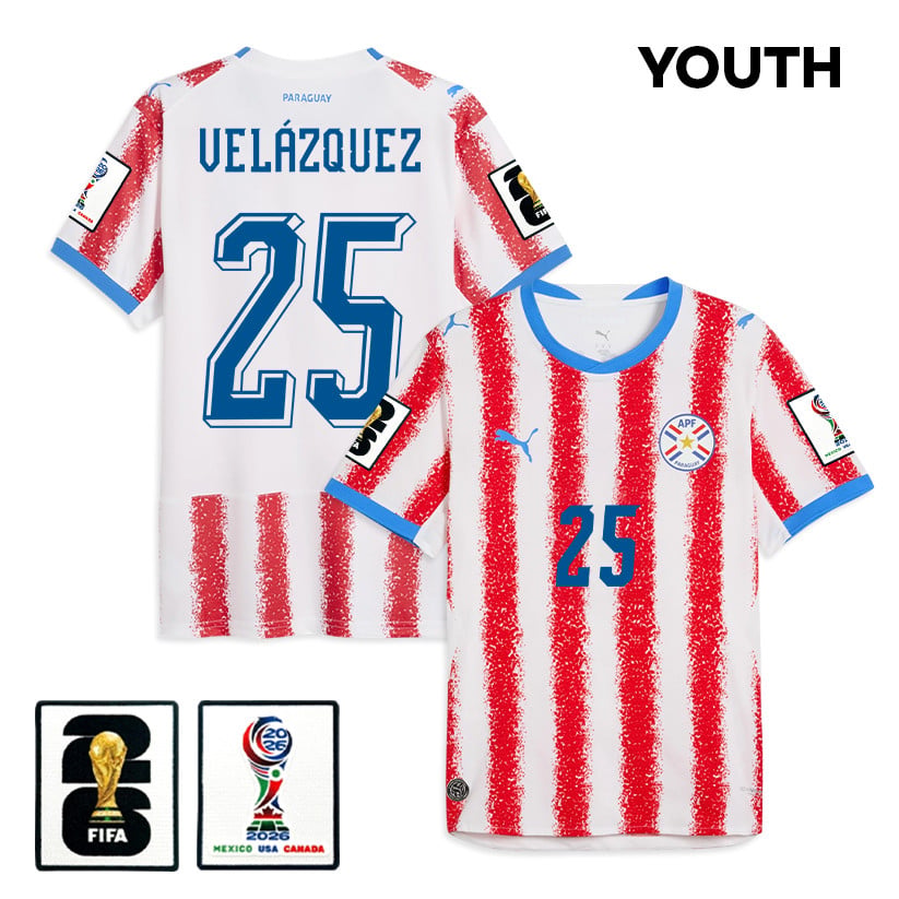 Gustavo Velázquez 25 Youth Paraguay National Team 2026 Home Jersey - White/Red